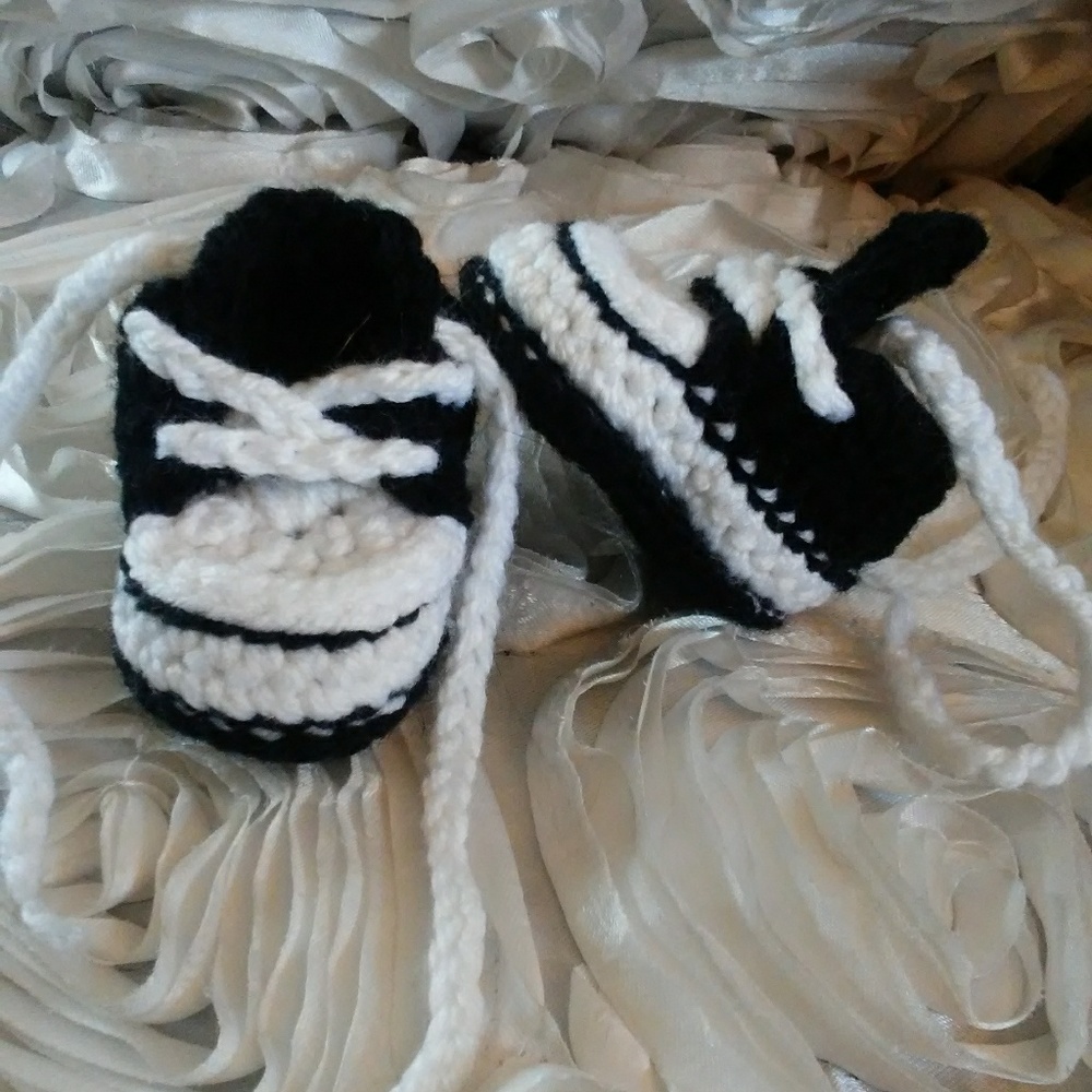 Handmade crochet baby sneakers